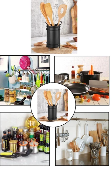 QNİAY Kaşıklık Tezgah Üstü Dekoratif Metal Kaşıklık Çatallık