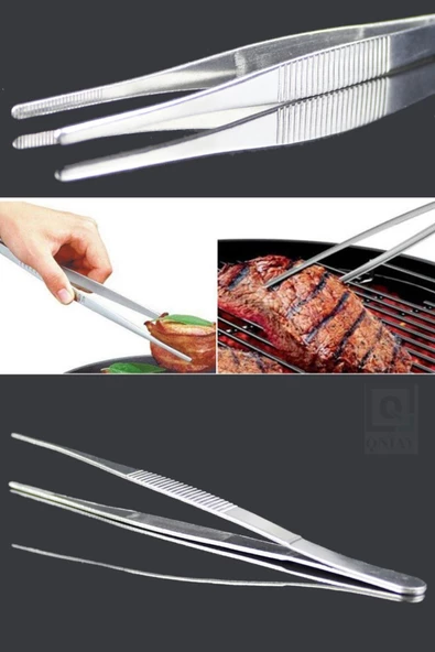 QNİAY Lüx Chef Pratik Cımbız Maşa Pişirme Cımbızı Çelik Maşa 30 Cm | Profesyonel Şef Sunum Cımbızı - Resim 4