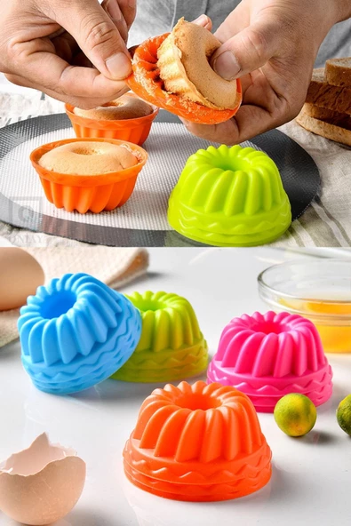 QNİAY Silikon Mini Kek Kalıbı 12 Parça Muffin Kek Kalıbı Pratik Kek Kalıbı - 3