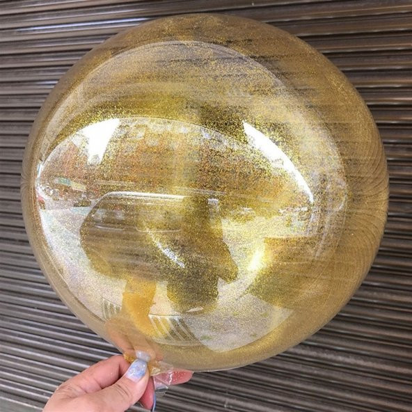 Parti Malzemeleri Rose Gold Renk Simli Yuvarlak Şeffaf Balon 24 İnç - 5