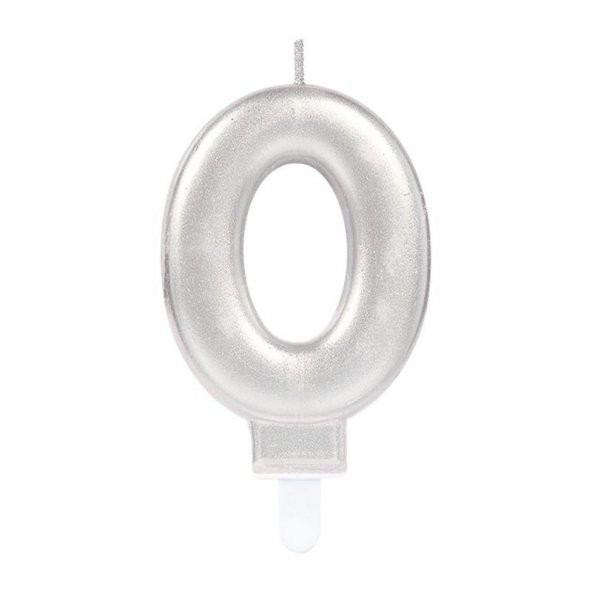 Parti Aksesuar 0 Rakam Mum Gümüş Renk ürün görseli 1