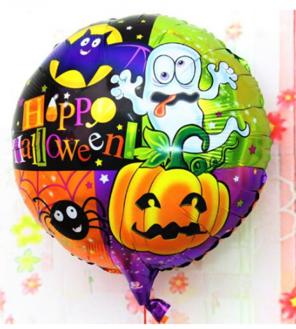 Parti Aksesuar Halloween Örümcekli Kabaklı Folyo Balon 18 inç - 2