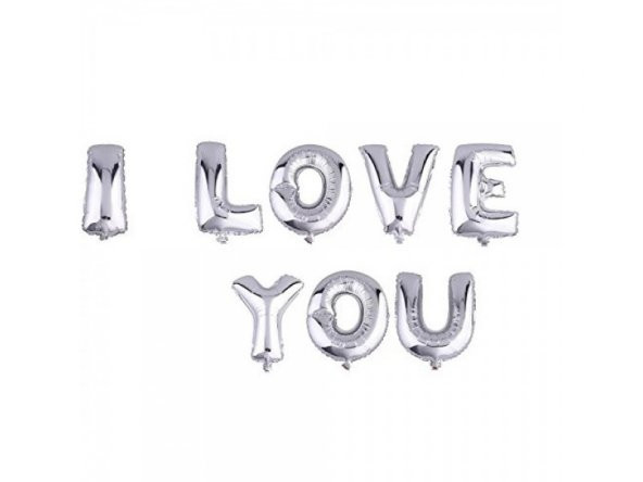 Parti Aksesuar I Love You Folyo Balon Gümüş Renk 35 CM - 2