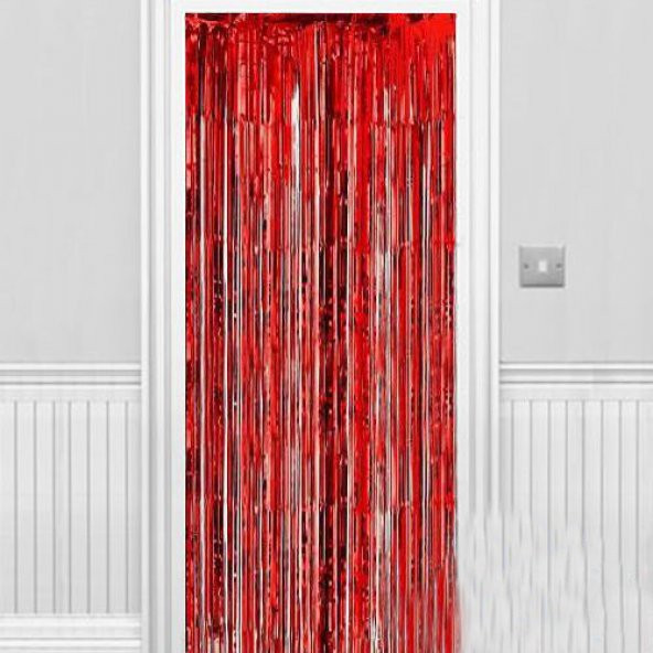 Parti AKsesuar Işıltılı Duvar ve Kapı Perdesi Kırmızı 90x200 cm