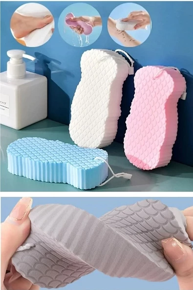 QNİAY Yumuşak Sihirli Banyo Kesesi Vücut Duş Süngeri Ekstra Vücut Masaj Fırçası Duş Banyo Lifi Ve Süngeri - 3
