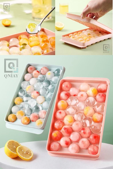 QNİAY Pratik Kapaklı 33 Bölmeli Damla Buz Kalıbı Kapaklı Damla Model Buz Kalıbı Kokteyl Limonata Vb. - Resim 2