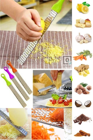 QNİAY Qnykitchen Pratik Uzun Renkli Saplı Limon Peynir Rendelemeyemek Hazırlık Rendesi