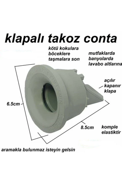 QNİAY Çekvalfli Adaptör Conta Ø50 Lavabo Eviye Gider Koku Önleyici Q2025 - 4