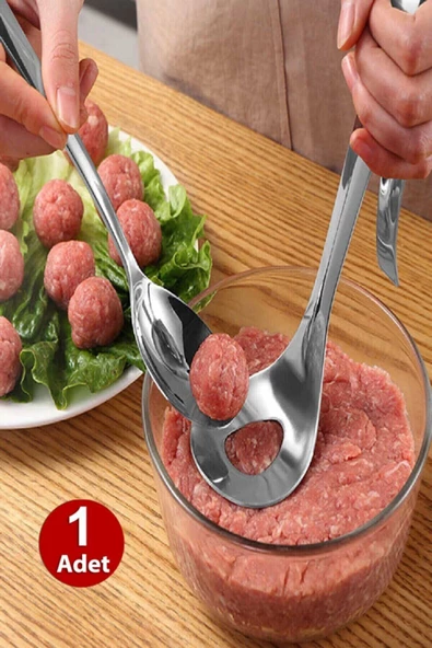 QNİAY Paslanmaz Çelik Köfte Ve Lokma Kaşığı Pratik Lokma Dökme Hamur Şekillendirici Kaşık - 3