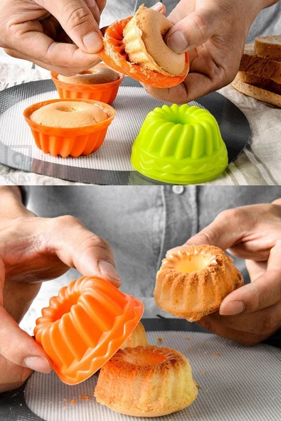 QNİAY Silikon Mini Kek Kalıbı 6 Parça Muffin Kek Kalıbı Pratik Kek Kalıbı - 2