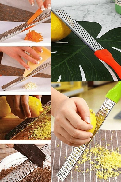 QNİAY Qnykitchen Pratik Uzun Renkli Saplı Limon Peynir Rendelemeyemek Hazırlık Rendesi - 2