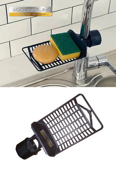 QNİAY Musluk Yanı Süngerlik Ayarlı Sabun Sünger Askısı Plastik Banyo Mutfak Evye Düzenleyici Askı Rafı Raf - Resim 3