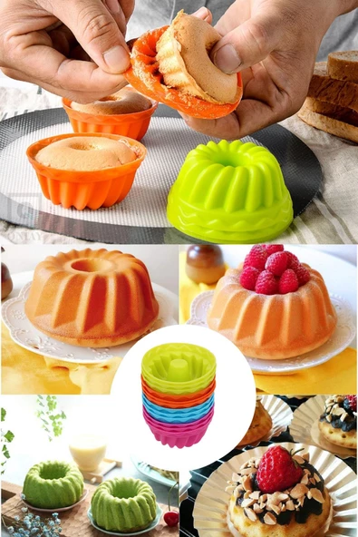 QNİAY Lüx Pratik Silikon Mini Kek Kalıbı 12 Parça Muffin Kek Kupası Kalıbı Hamur Kek Pişirme Kalıbı - 3