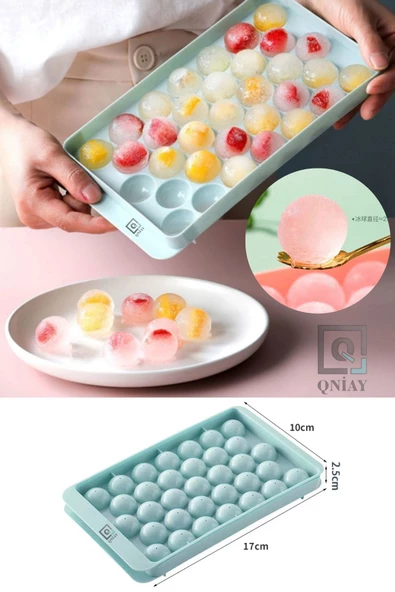 QNİAY Pratik Kapaklı 33 Bölmeli Damla Buz Kalıbı Kapaklı Damla Model Buz Kalıbı Kokteyl Limonata Vb. - Resim 7