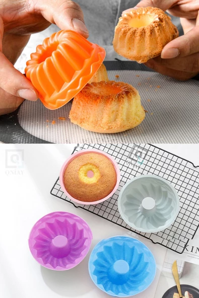 QNİAY Lüx Pratik Silikon Mini Kek Kalıbı 12 Parça Muffin Kek Kupası Kalıbı Hamur Kek Pişirme Kalıbı