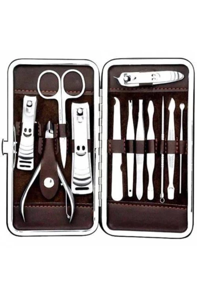 QNİAY Manikür Pedikür Seti 13 Parça Çantalı Çelik Tırnak Bakım Seti