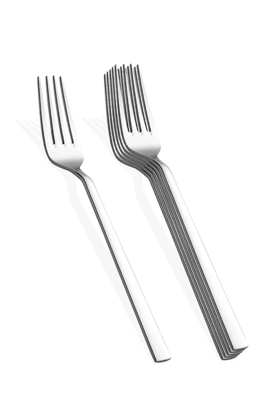 QNİAY Lüx Yemek Çatalı 6 Adet, 8/10 Çelik Kafe Restoran Otel Ev Tipi Çatal Seti