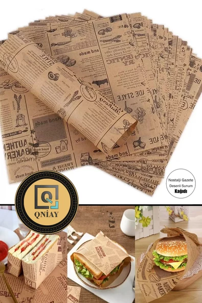 QNİAY Kendinden Desenli Yağlı Kağıt Vintage Gazete Desen 50 Adet Sunum Kağıdı Asorti Karışık Desen - Resim 6