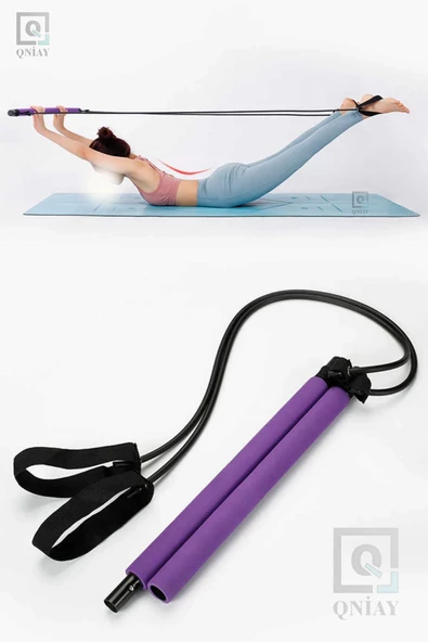 QNİAY Pilates Çubuk Bar Taşınabilir Fitness Pilates Crossfit Vücut Geliştirme Bantları Yoga Direnç Seti - 3