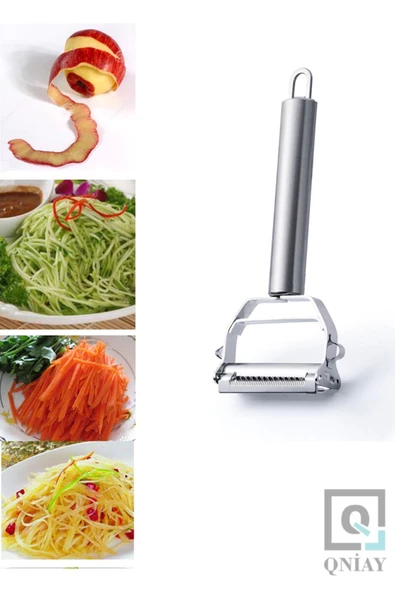 QNİAY Pratik Paslanmaz Çelik Turbo Jülyen Meyve Sebze Soyucu Kesici Doğrayıcı - Resim 3