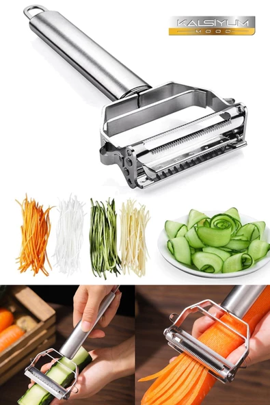 QNİAY Multi Pratik Paslanmaz Çelik Turbo Jülyen Meyve Sebze Soyucu Kesici Doğrayıcı - Resim 3