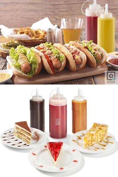 QNİAY Qchef 2 Adet Yağdanlık Sos Ve Sirkelik 700 Ml Kapaklı Sos Çeşni Şişesi - Resim 2