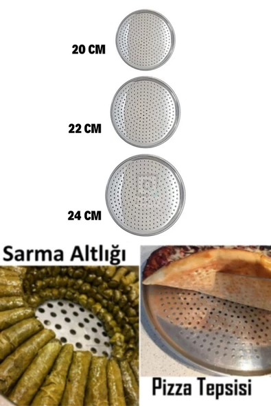 QNİAY Pratik Lüx Paslanmaz Çelik Sarma Pizza Pişirme Altlığı 3 Lü Tepsi Seti 20-22-24 Cm Chef Pizza - Resim 4