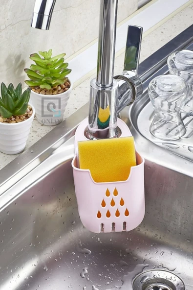 QNİAY Pratik Silikon Lavabo Düzenleyici Organizer Diş Fırça Sabun Vb. Lavabo Batarya Musluk Askılı - Resim 3