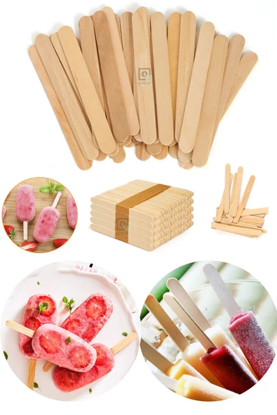 QNİAY 50 Adet Magnum Dondurma Çubuğu Ahşap Meybuz - Resim 2