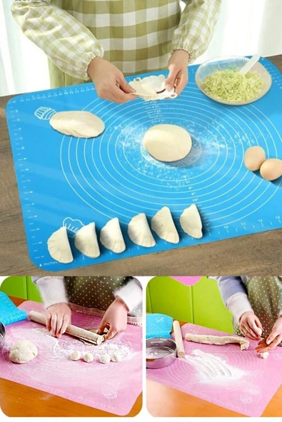 QNİAY Silikon Ölçekli Hamur Açma Matı Baklava Börek Ekmek Mantı Makarna Hamuru Yoğurma Matı - Resim 7