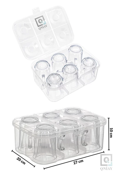 QNİAY Piknik Su Fincan Bardağı Taşıma Kutusu - 6 Kulplu Bardak Kapasiteli Koruma Kutusu Kamp Piknik Seti - Resim 4