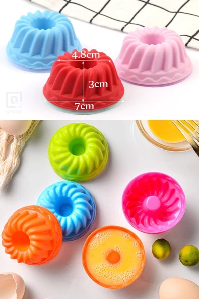 QNİAY Pratik 12 Li Mini Kek Kalıbı Kurabiye Pasta Muffin Kalıpları Silikon Pişirme Kalıbı - 2