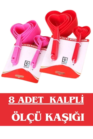 QNİAY 8'li Kalp Ölçü Kaşığı  Baharat Kaşığı Çay Kahve Şeker Un Baharatlık Ölçü Kaşığı Seti - 5