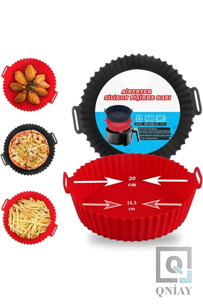 QNİAY Airfryer Silikon Pişirme Kalıbı Hava Fritözü Kalıbı Tüm Airfryer Uyumlu Kek Ekmek Fırın Tavuk Et - Resim 6