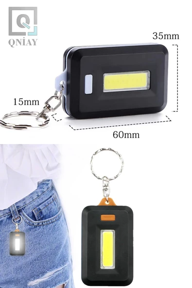 QNİAY Anahtarlık El Feneri Pilli Led Flaşör 1 adet Taşınabilir 3 modlu Cob Led Fener Kamp Balıkçılık Işık - Resim 4