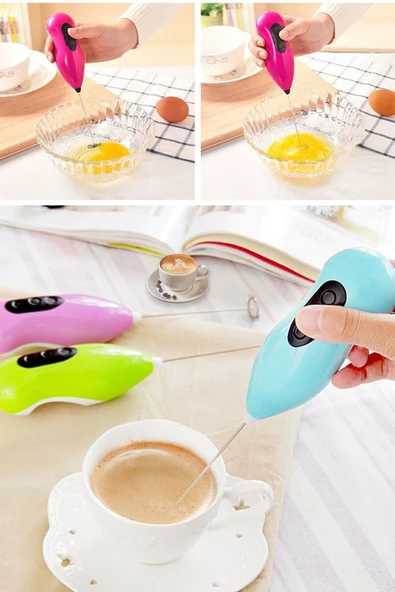 QNİAY Kahve Süt Cappucino Pilli Köpürtücü Çırpıcı Mikser Yumurta Çırpıcı Süt Karıştırıcı Pilli Mixer - 3