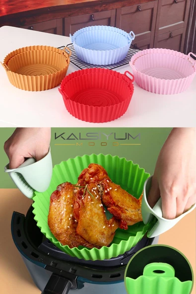 Kalsiyum Mood Airfryer Silikon Pişirme Kalıbı Hava Fritözü Kalıbı Tüm Airfryer Uyumlu Kek Ekmek Fırın Kanatları - Resim 6