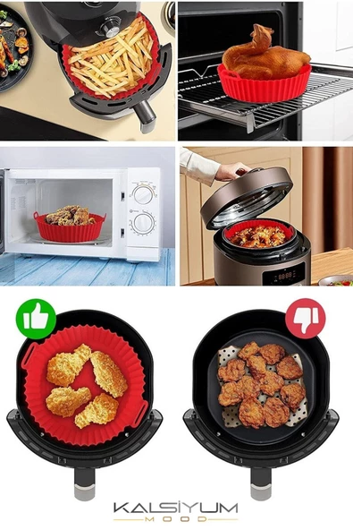 Kalsiyum Mood Airfryer Silikon Pişirme Kalıbı Hava Fritözü Kalıbı Tüm Airfryer Uyumlu Kek Ekmek Fırın Kanatları - Resim 3