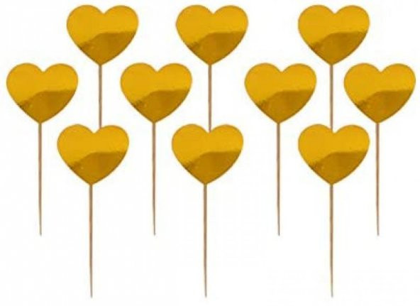 Parti Malzemesi Altın Renk Kalp Şekilli Kürdan Süs 15 Adet