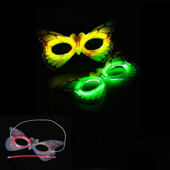 Parti Malzemesi Karanlıkta Parlayan Fosforlu Glow Stick Kelebek Maske 1 Adet