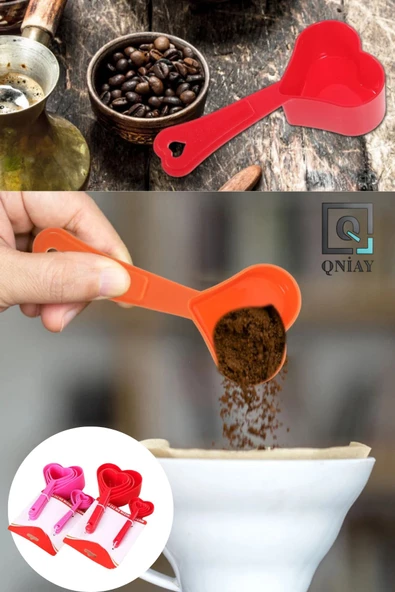 QNİAY 8'li Kalp Ölçü Kaşığı  Baharat Kaşığı Çay Kahve Şeker Un Baharatlık Ölçü Kaşığı Seti - 3