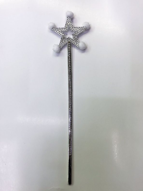 Parti Malzemesi Yıldız Peri Asası Sihirli Değnek Beyaz Ponponlu - Resim 2