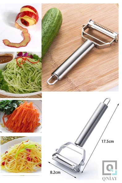 QNİAY Pratik Paslanmaz Çelik Turbo Jülyen Meyve Sebze Soyucu Kesici Doğrayıcı ürün görseli