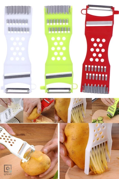 QNİAY Pratik 5 in 1 Çok Fonksiyonlu Sebze Meyve Soyucu Dilimleyici Rende Kamp Mutfak Gereçleri - Resim 5