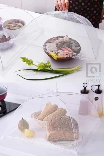 QNİAY Tül Sineklik Yiyecek Koruma Şemsiyesi, Gıda Koruma Şemsiye Yemek Tül Sineklik Kamp Piknik - Resim 3