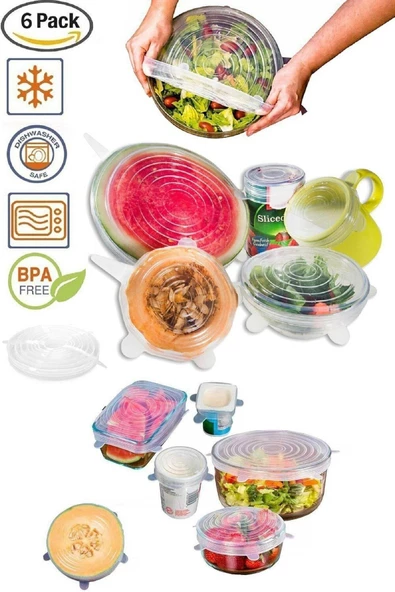 QNİAY Tencere Silikon Kapak 6'lı - Resim 2