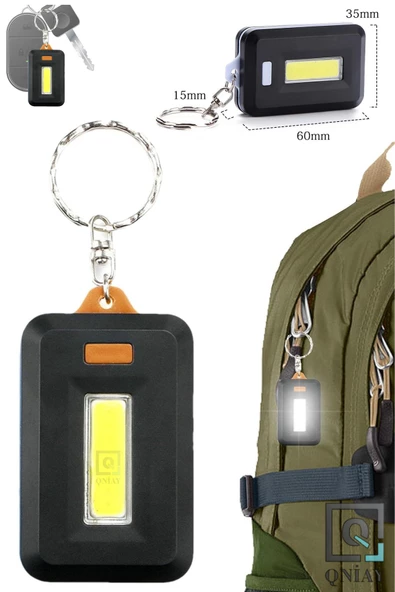 QNİAY Anahtarlık El Feneri Pilli Led Flaşör 1 adet Taşınabilir 3 modlu Cob Led Fener Kamp Balıkçılık Işık - Resim 6
