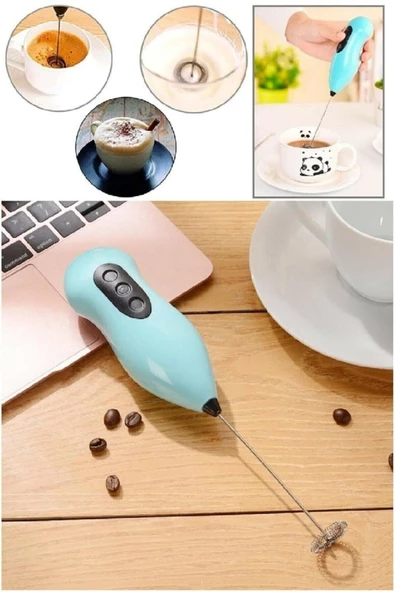 QNİAY Kahve Süt Cappucino Pilli Köpürtücü Çırpıcı Mikser Yumurta Çırpıcı Süt Karıştırıcı Pilli Mixer - 2