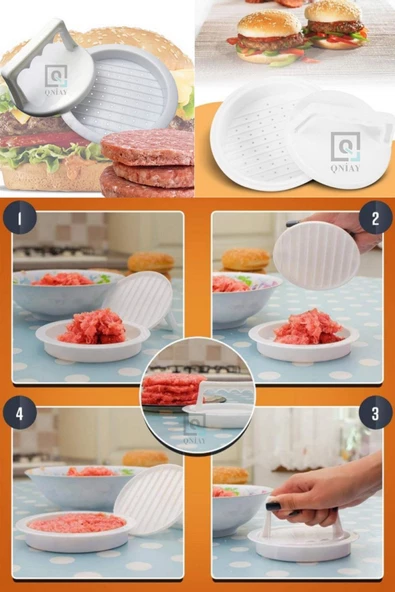QNİAY Hamburger Ve Köfte Şekillendirici Köfte Kalıbı Et Izgara Barbekü Mangal Piknik Kamp Köfte Kalıbı - Resim 6