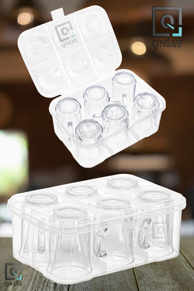 QNİAY Piknik Su Bardak Taşıma Kutusu - 6 Bardak Kapasiteli Koruma Kutusu Kamp Piknik Mutfak Seti - Resim 3